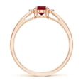 thumbnail image 2 of ANGARA Natural Tapered Shank Ruby Solitaire Engagement Ring with Diamond Accents in 14K Rose Gold for Women (Size-6x4mm) | July Birthstone, Anniversary, Jewelry Gift for Women | Natural Ruby Ring, 2 of 11
