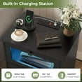 thumbnail image 4 of Hasuit Night Stand with Charging Station and LED Lights, Farmhouse Nightstand with 2 Drawers, Black Bedside Table for Bedroom, 4 of 7