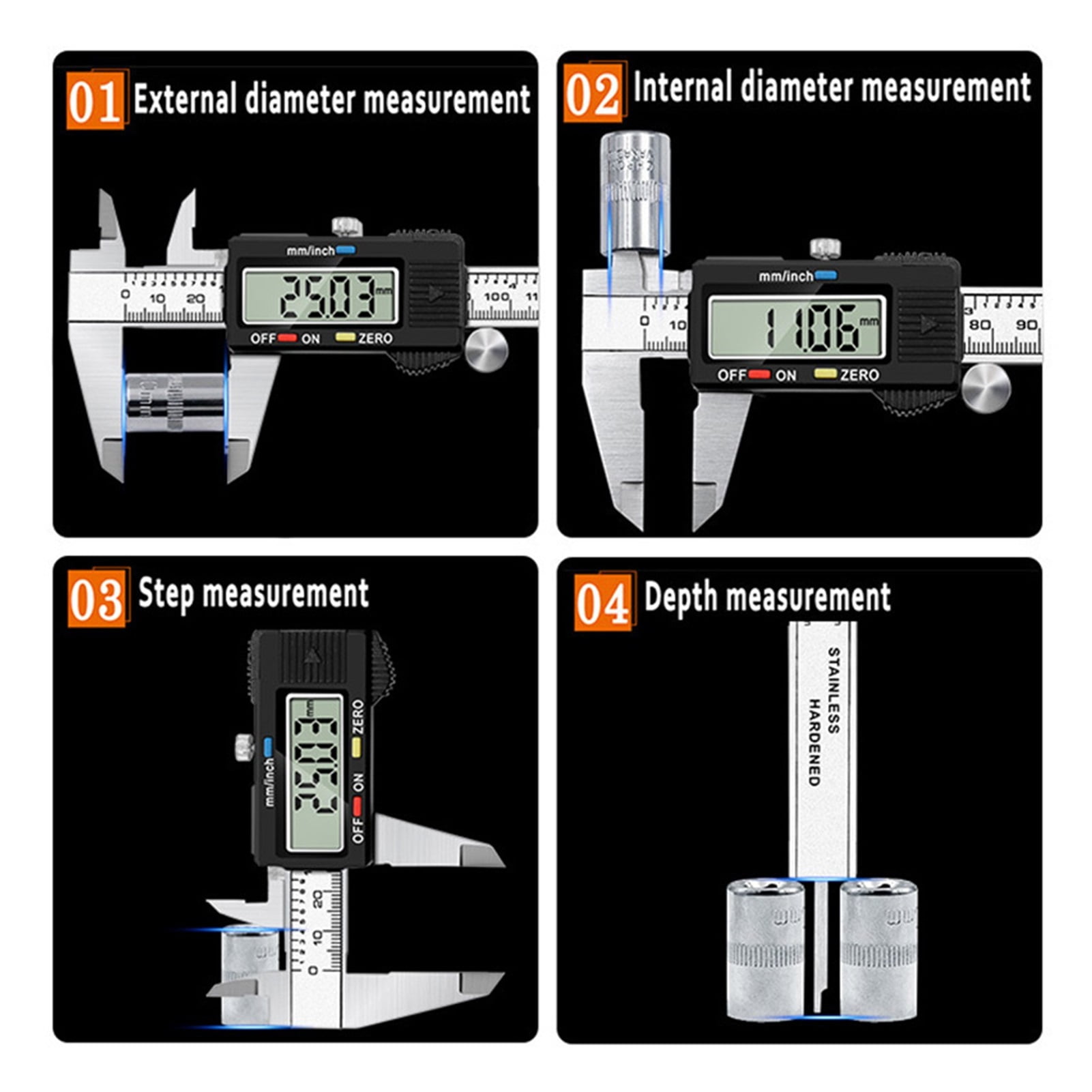 Digital Vernier Caliper 6 inch 0-150mm Electronic Measuring Caliper Stainless Steel ,Easy to Operate