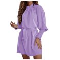thumbnail image 1 of Vestido informal de manga larga con cuello redondo y manga acampanada con correas sueltas para mujer Fridja  yut1725, 1 of 8