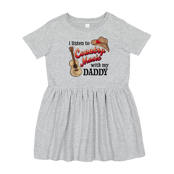 Inktastic I Listen to Country Music with My Daddy Guitar and Hat Girls Toddler Dress