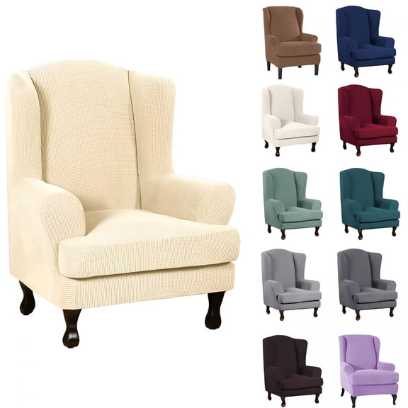 Arlajo Wing Chair Slipcovers 2 Pieces Stretch Spandex Wingback Chair Covers Sofa Slipcover Washable Armchair Protector Cover for Living Room and Bedroom