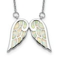 thumbnail image 3 of Sterling Silver Rhodium-plated Created Opal Wing with 1.5in Extender Pendant Necklace, 3 of 4