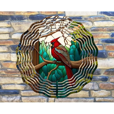 10 Inch Cardinal in Tree Wind Spinner Yard Decor Aluminum Sublimated Garden Art Indoor Outdoor 3D Kinetic …