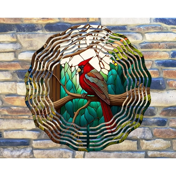 10 Inch Cardinal in Tree Wind Spinner Yard Decor Aluminum Sublimated Garden Art Indoor Outdoor 3D Kinetic …