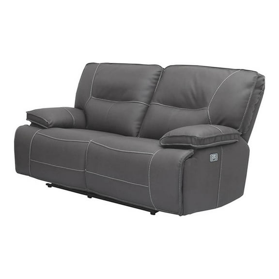 Pemberly Row Contemporary Fabric Power Loveseat in Haze Gray