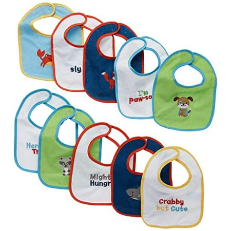 Neat Solutions 10 Pack Water Resistant Drooler Bib Set, Multi-Color