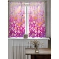thumbnail image 4 of Pink Spring Floral Curtains 45 Inch Length, Sheer Curtains for Bedroom Living Room Window Modern Oil Painted Daisy Botanical Rod Pocket Drapes Kitchen Curtains Small Half Window 42"x45" 2 Panels, 4 of 6