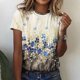 thumbnail image 2 of Camiseta de manga corta con cuello redondo y estampado floral suelto para mujer Pompotops  hkajfhjk466442, 2 of 8
