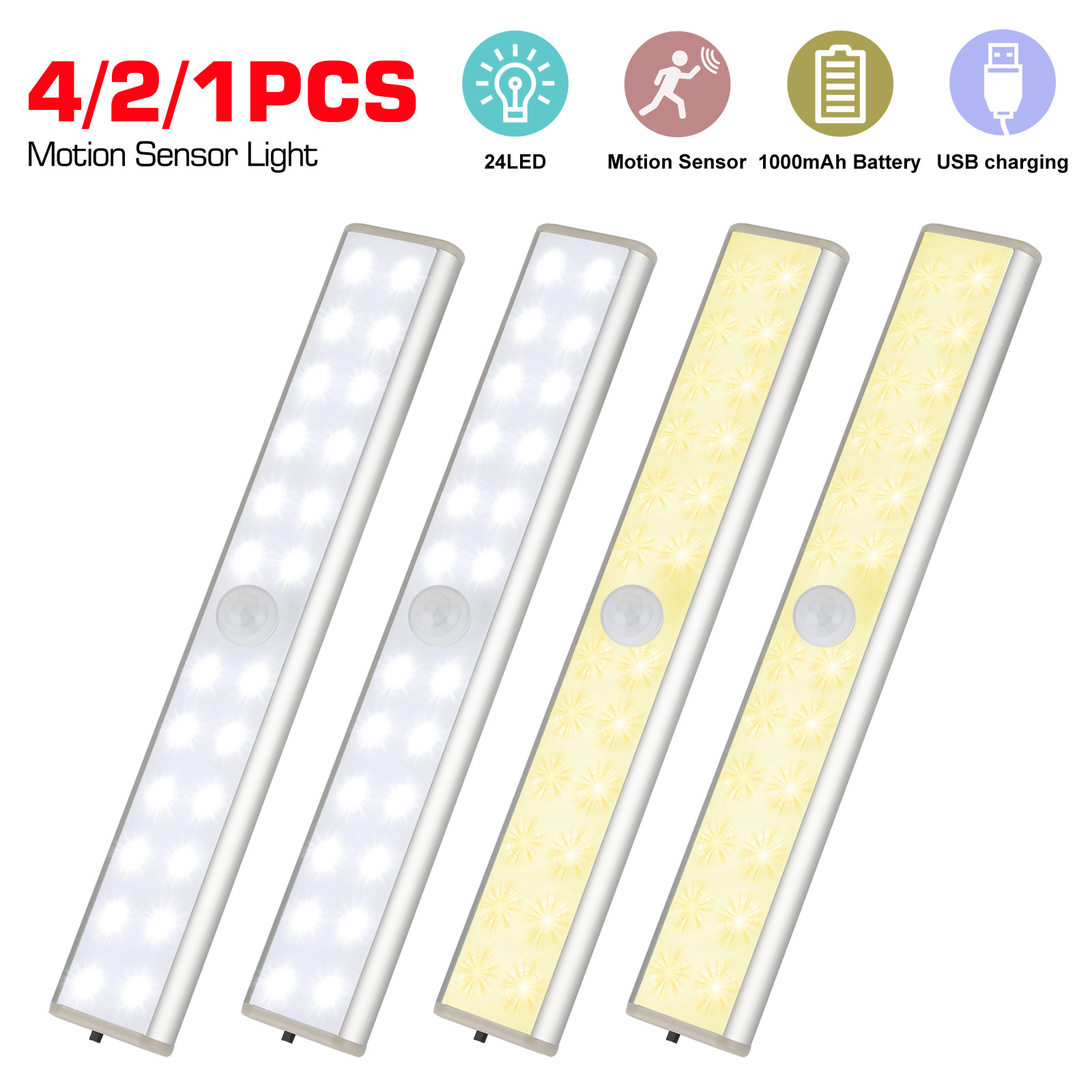 ZHENREN 20 LED Under Cabinet Strip Lights 3 Pack LED Closet Motion Lights with 3 Color Modes Rechargable Stick-on Light Bar for Closet Cabinet Wardrobe Counter Hallway Stairs ZHENREN 20 LED Under Cabinet Strip Lights 3 Pack LED Closet Motion Lights with 3 Color Modes Rechargable Stick-on Light Bar for Closet Cabinet Wardrobe Counter Hallway Stairs
