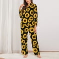 thumbnail image 2 of Pajama Sets for Women 2 Pcs, cute Sunflowers black Aesthetic Button Down Long Sleeve Sleepwear Lounge PJ Sets, 2 of 6