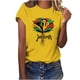 thumbnail image 1 of Tops de Manga Corta para las Mujeres de Ajuste Suelto, Día de la Independencia Negro Impreso, Cuello Redondo Suelto Superior, 1 of 4