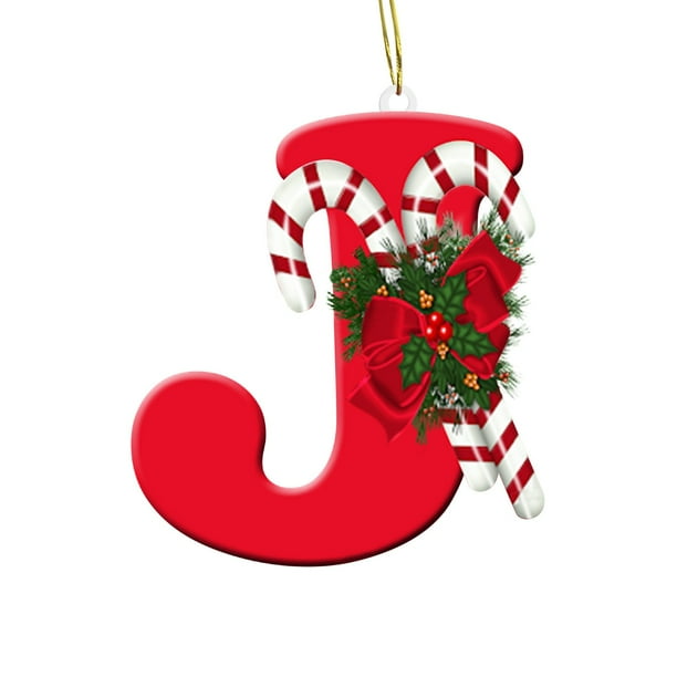 Personalized Acrylic Christmas Tree Ornaments Alphabet Letter Decorations with Santa Hat Design for Party Xmas Decoration Pendant Hanging Decor
