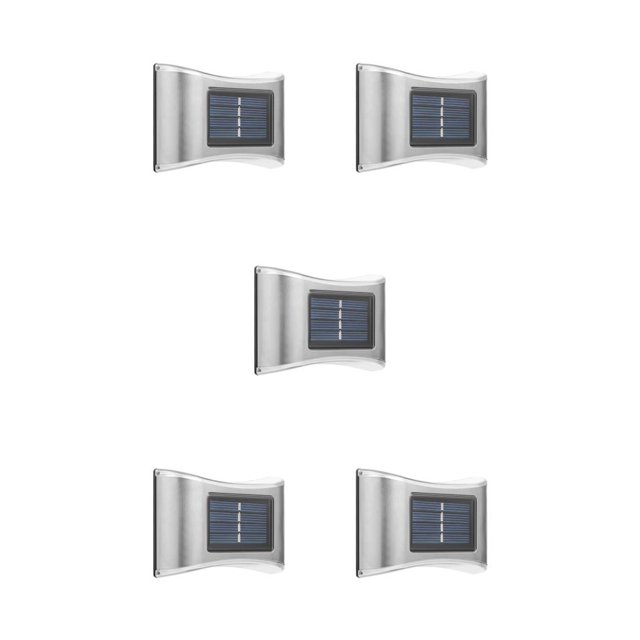 Injueey Luces de pared de pasillo de jardín al aire libre solares 6LED IP65 lámparas de valla impermeables iluminación de acero inoxidable Type2 NO2