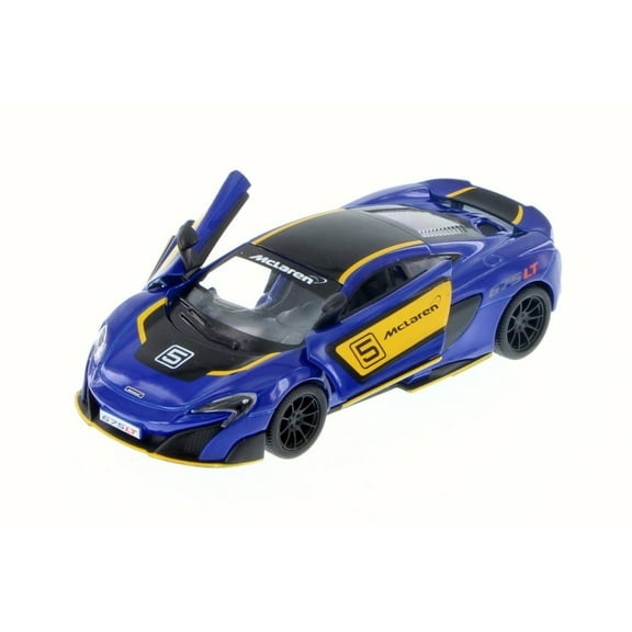 McLaren 675LT with Prints, Blue w/ Decals - Kinsmart 5392DF - 1/36 Scale Diecast Model Toy Car