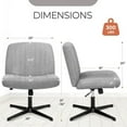 thumbnail image 2 of Wide Seat Office Chair No Wheels – Ergonomic Gray Fabric Desk Chair with Adjustable Height & Tilt, Perfect for Home Office, Vanity, or Bedroom, 2 of 6
