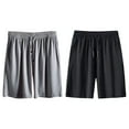 thumbnail image 6 of sunsanly Men Sport Shorts Loose Ice Silk Quick Dry Straight Wide Leg Drawstring Elastic Waist Pleated Solid Color Gym Traning Jogging Sweatpants Knee Length Trousers, 6 of 7