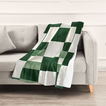 Geometric Green and White Throw Blanket 60" x 90" Soft and Warm Blankets for Couch Sofa and Bed
