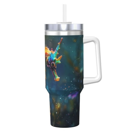 

Salouo Neon Seahorse Underwater Realm for 40oz Water Bottle with Handle & Flip Straw - Stainless Steel Vacuum Insulated Tumbler-Reusable Travel Coffee Mug- Gifts for Women & Men