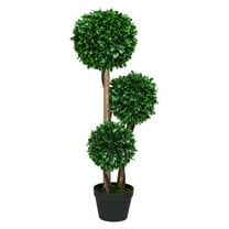 35.5" Artificial Boxwood Topiary Tree with Pot - Indoor Outdoor Fake Plant for Home Decor