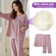 thumbnail image 3 of juego de pijama para mujer, ropa de dormir de manga larga, con almohadilla para el pecho, conjuntos de salón para mujer, conjuntos de cuello L (4 estilos), 3 of 5