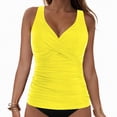 thumbnail image 6 of HCNTES Womens Plus Size Tankini Tops Built-in Bra Bathing Suit Tops Casual Loose Blouson Swimsuits Tops(Yellow,M), 6 of 9