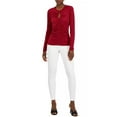thumbnail image 3 of INC International Concepts Womens Solid Ruched Front Keyhole Knit Top Ruby Slippers M, 3 of 4