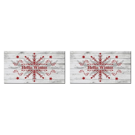 

ThisWear Holiday Decor Hello Winter Country Rustic Home Decor Christmas Welcome Mat 2 Pack Doormats Multi