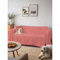 thumbnail image 6 of Pure Coral Red Couch Cover for 2 Cushion Sofa, Simple Solid Color Washable Loveseat Sofa Covers Slipcover for Sectional Sofas L-Shaped, Couch Throw Cover 71"x118", 6 of 9