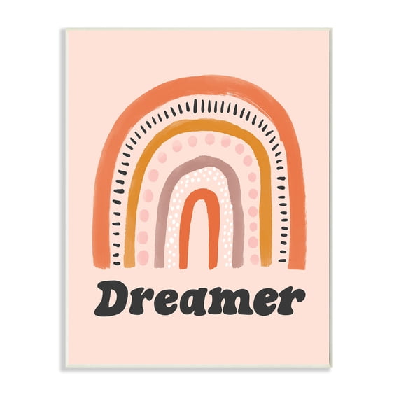 Stupell Industries Dreamer Sentiment Whimsical Orange Pink Rainbow ,10 x 15,Designed by Lisa Barlow