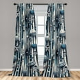 thumbnail image 3 of Ambesonne Space Curtains 2 Panel Set, Rockets Planets Astronauts, Pair of - 28" x 84", Blue Indigo Dark Coral, 3 of 4