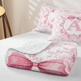 thumbnail image 4 of Feelyou Rose A Initial Twin Quilt Set for Girls, Reteo Princess Bow Twin Coverlet Set, Pink White, 2-Piece, 4 of 7