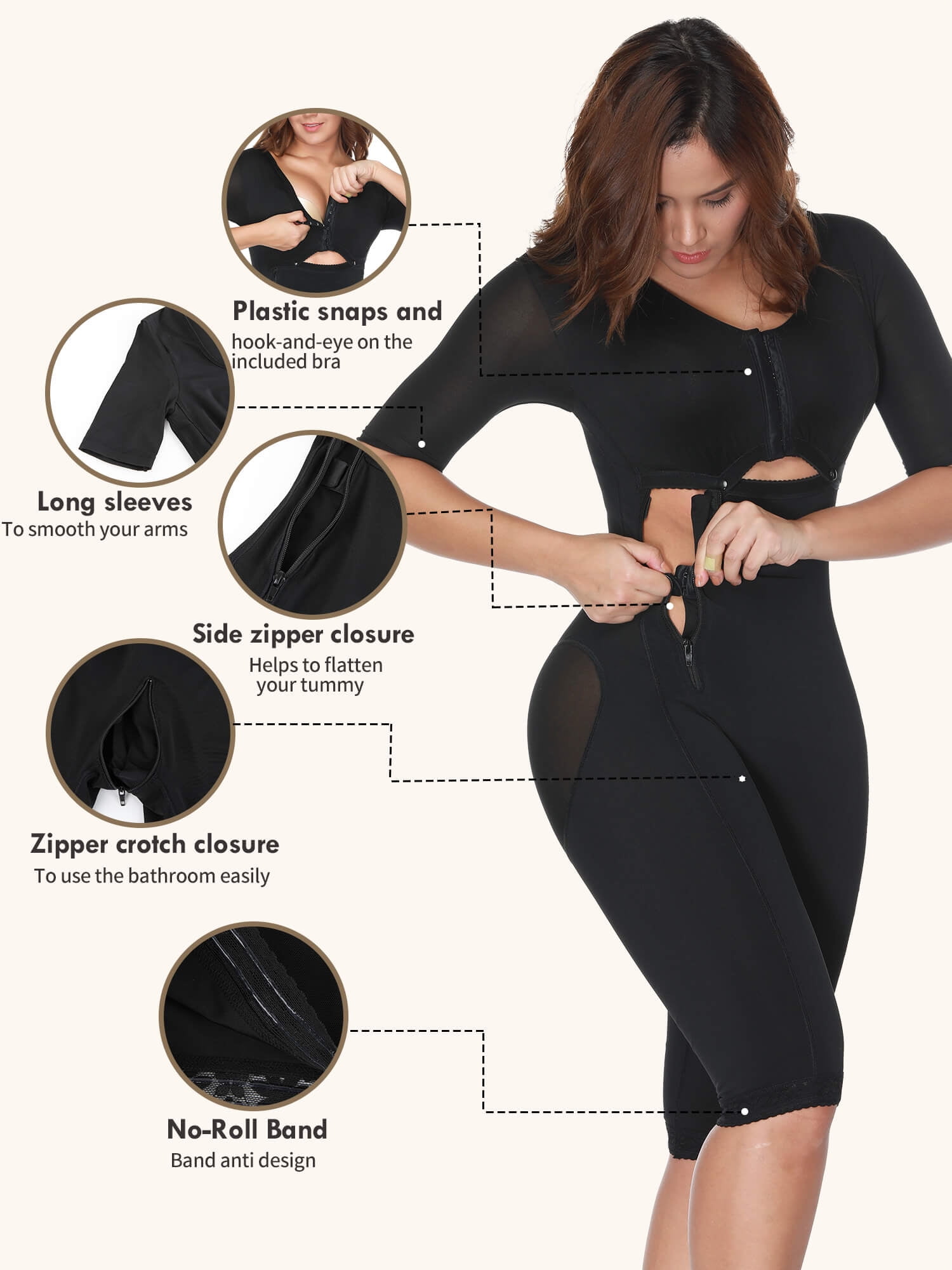 VASLANDA Womens Post Surgery Seamless Bodysuit Body Shaper faja Reductoras  High Compression Garment Full Shapewear 