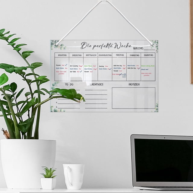 Fiudx Ofertas De La Semana Tablero De Notas De Plan Semanal De Acrílico Borrable Colgante, Tablero De Mensajes Con Cordón, Tablero De Notas De Plan Mensual