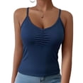 thumbnail image 2 of Bixock Women Built-in Bra Tank Tops Wirefree Solid Color V Neck Cami Top Sleeveless T Shirts Bras With Padded Cups Casual Daily Wear Bras, 2 of 7