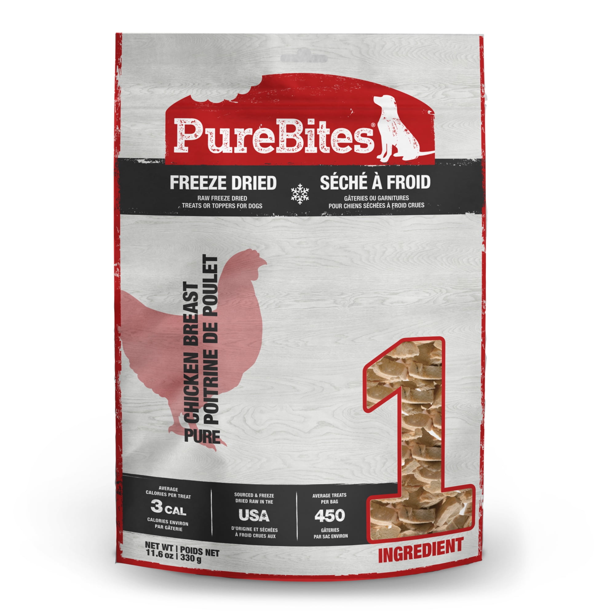 PureBites Chicken Freeze Dried Dog Treats, 1 Ingredient, 11.6oz