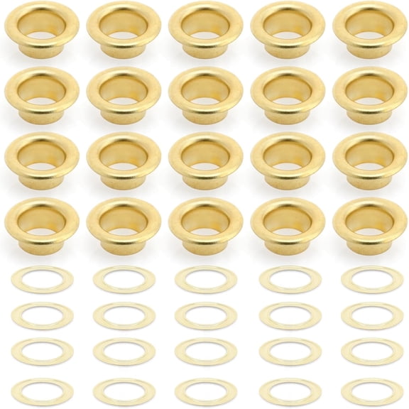 3/16" (5MM) Hole Size Metal Grommets Eyelets with Washers for Bead Cores, Clothes, Leather, Canvas (300 Sets, Gold)