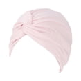 thumbnail image 4 of Qarigey Turbante musulmán Hijabs Gorras Sólido Pre-Atado Sombrero Estiramiento Plisado Elasticidad Chemo Head Wrap Warmer Headwear rosa claro Type2 NO2 Qarigey  CBP299693, 4 of 6