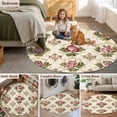 thumbnail image 6 of Area Rug 48in, Gradient Red Blossom Floral Floor Carpet Living Room Rug, Delicate Golden Pattern Non-Slip Welcome Mat Indoor Rugs for Bedroom Dining Room, 6 of 9