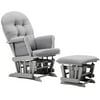 Angel Line Windsor Glider and Ottoman, Gray Finish and Gray Cushions new