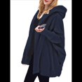 thumbnail image 1 of Chaqueta con Capucha y Cuello en V de Larga de Color Liso para Mujer, Informal, Holgada, de Felpa, Sin Botones. Azul Marino M, 1 of 7