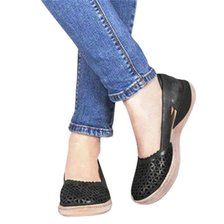 

Comfort Athletic Sneakers Hollow-Out Breathable for Walking Hiking 34 Black