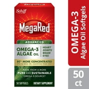 MegaRed Advanced Omega-3 Algae Oil Softgels (50 count), Omega-3’s for Heart, Joints, Brain & Eye Health*