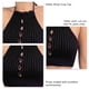 thumbnail image 4 of Mujer Recortado Chaleco Halter Cuello Envoltura Sin Mangas Slim Ajustado Acanalado Crop Tank Top Color Sólido Blusa De Punto Corto, 4 of 5