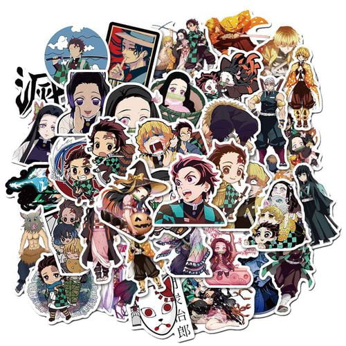 SHIYAO 50pcs Demon Slayer Stickers Anime Cartoon Laptop Stickers
