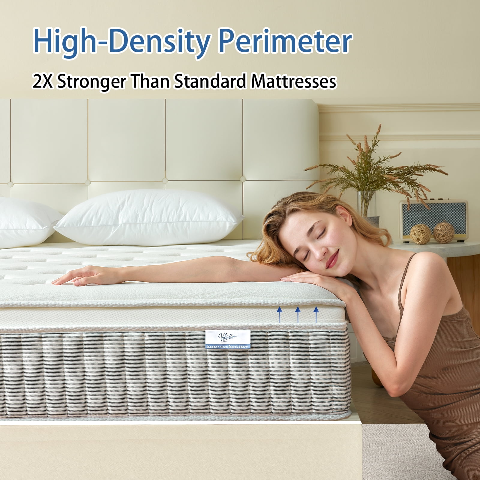 Volantica 12 inch Queen Hybrid Mattress in a Box, Memory Foam and Individually Wrapped Pocket Coils, Medium Firm, Pressure Relief & Motion Isolation, Cooling Gel & Edge Support, CertiPUR-US Certified