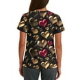 thumbnail image 3 of Valentines Day Scrub Tops Women Plus Size Hoilday Short Sleeve Cute Valentine Love Printed Scrub Shirts Loose V Neck Scrubs Nursing Workwear Medical Nurse Uniform with Pockets Black XL, 3 of 5