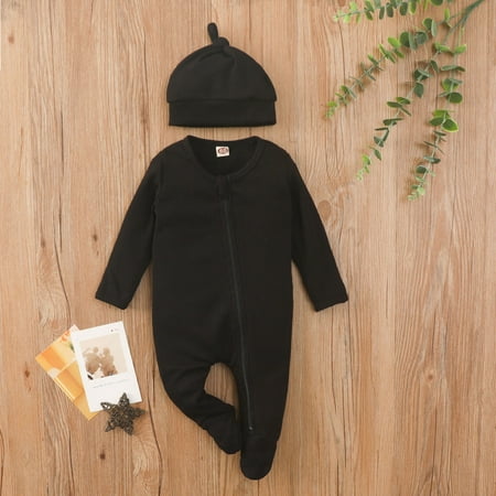 

NIUREDLTD Toddler Boys Girls Autumn Winter Long Sleeve Solid Colour Footed Jumpsuit Romper