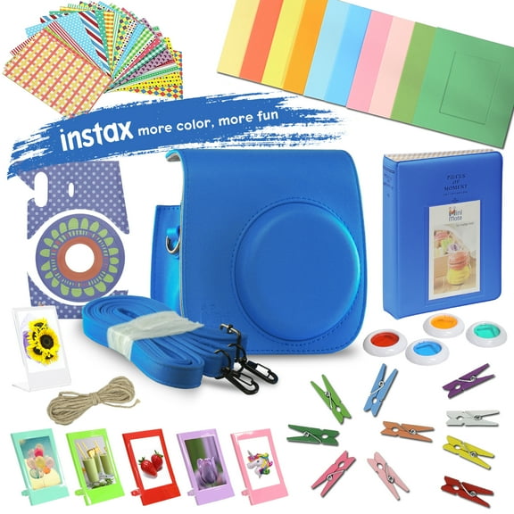 FUJIFILM MiniMate Accessory Bundle for Instax Mini 8/8 /9 Camera with Case, Cobalt Blue, Multipack