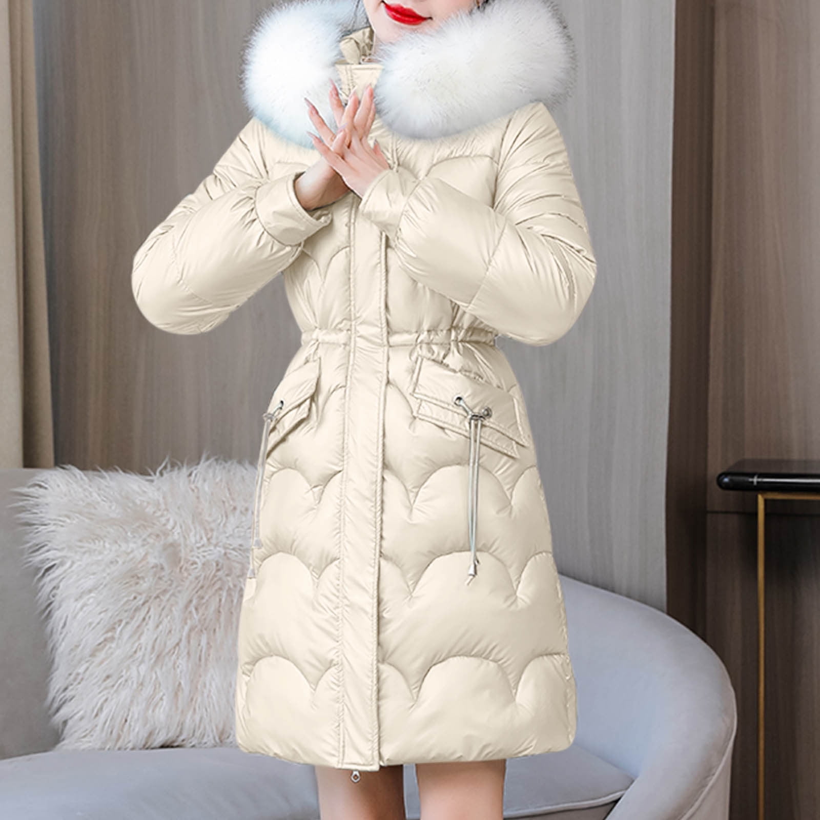 Hvyesh Womens Puffer Coat with Hood Winter Shiny Long Hooded
